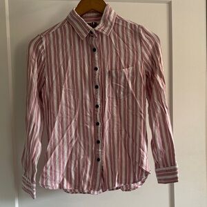 JACHS Girlfriend Pink Striped Button Down Shirt